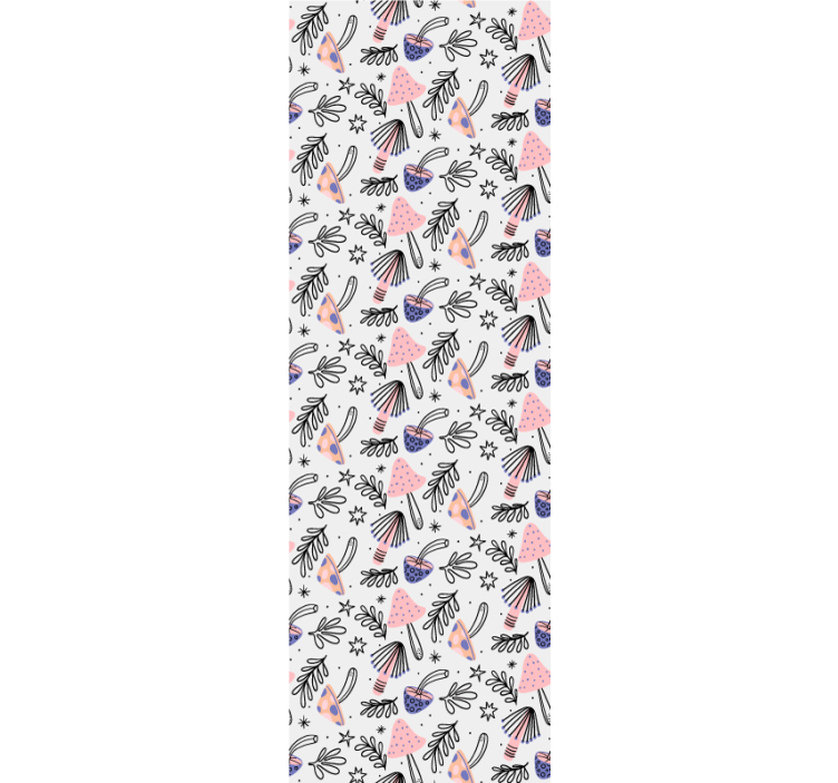 Dining room roller blind with classic mushrooms and flowers - TenStickers