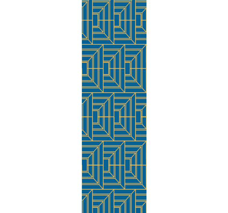 Dining room roller blind with gold lines on blue - TenStickers