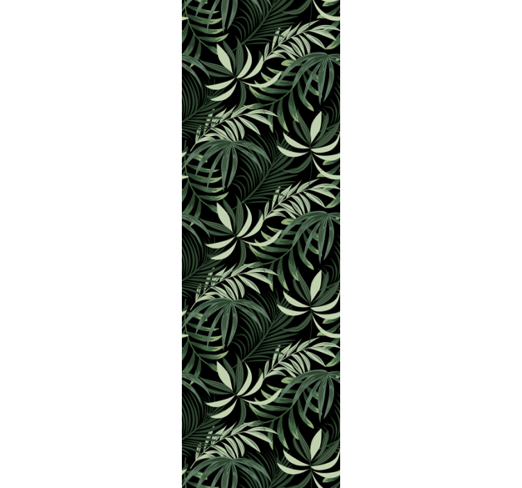 Green tropical leaves dining room roller blind - TenStickers