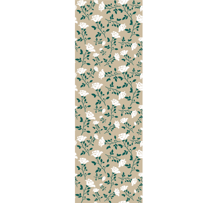 Dining room roller blind with white vintage rose pattern - TenStickers