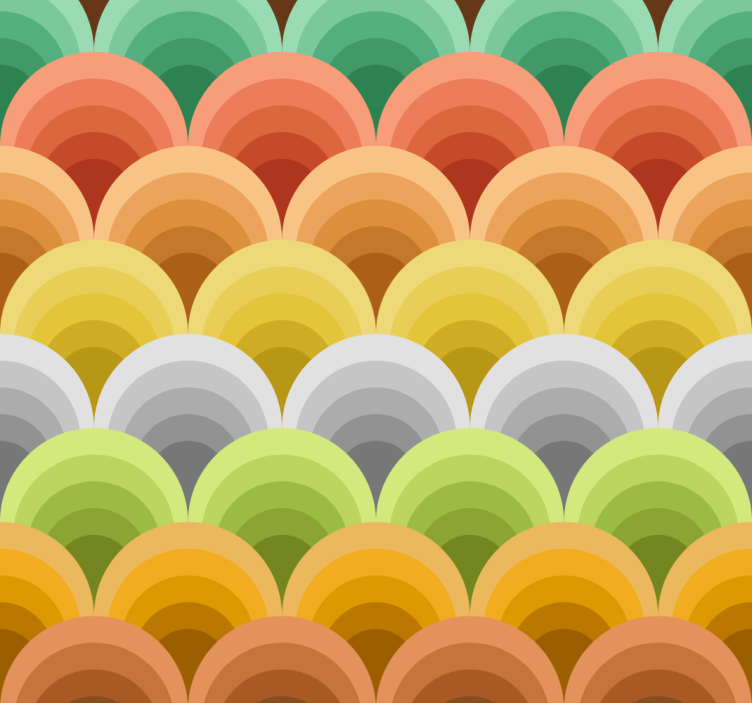 Dining room roller blind vintage with orange circles - TenStickers