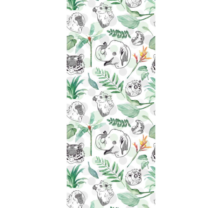 Children room roller blind with tropical animals and plants - TenStickers