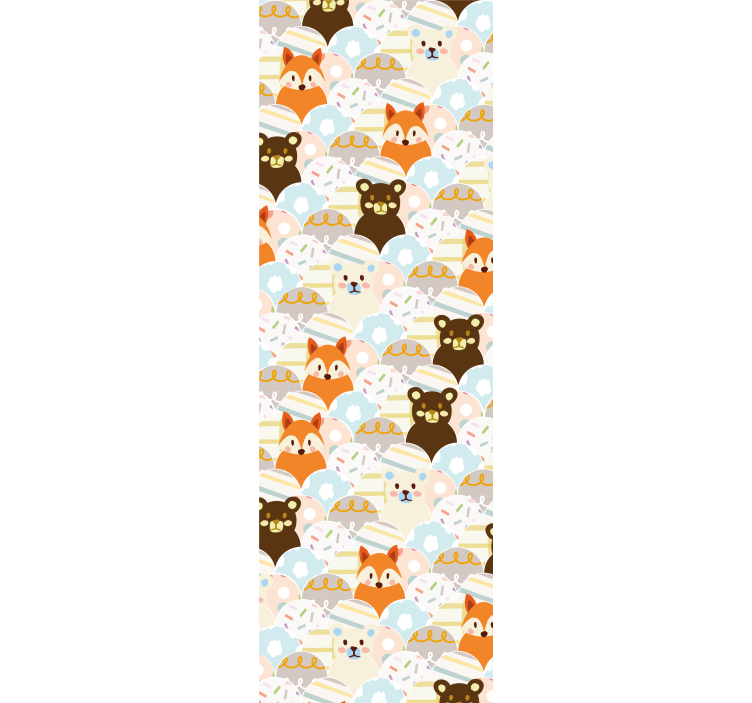 Children room roller blind patchwork bear and fox design - TenStickers