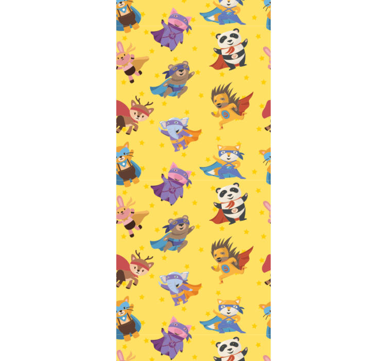 Children room roller blind with superhero pets on yellow - TenStickers