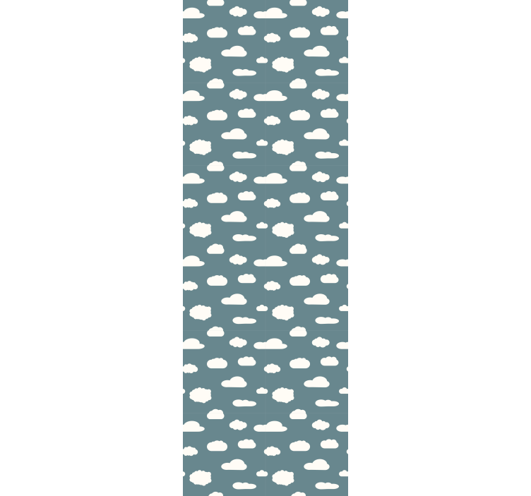 Children room roller blind pattern in white on blue - TenStickers