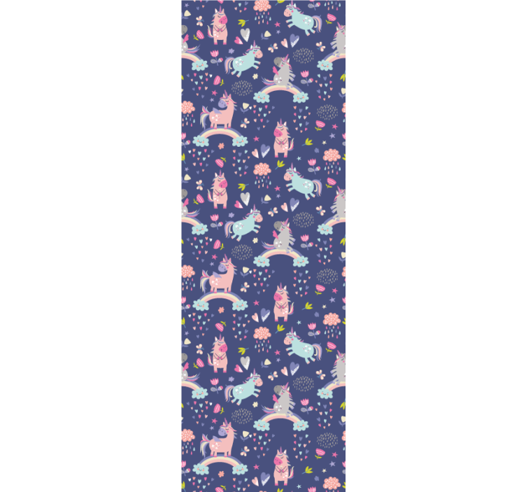 Children room roller blind colorful unicorns rainbow - TenStickers