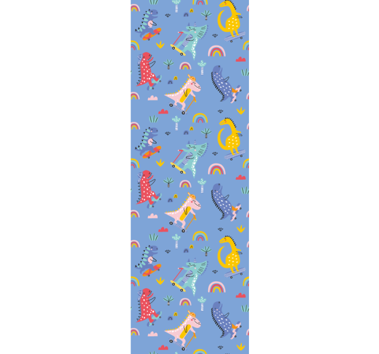 Children room roller blind cute skater dinosaurs - TenStickers