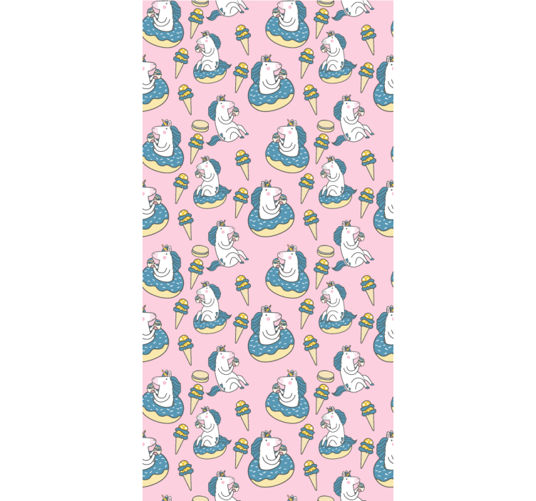 Children room roller blind with pink unicorns and ice cream - TenStickers