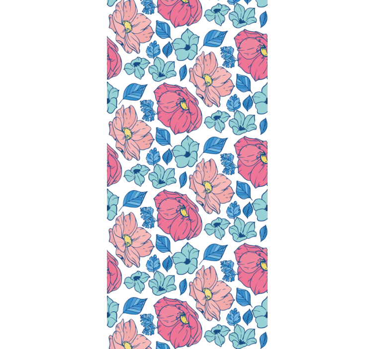 Children room roller blind with soft pink and blue flowers - TenStickers