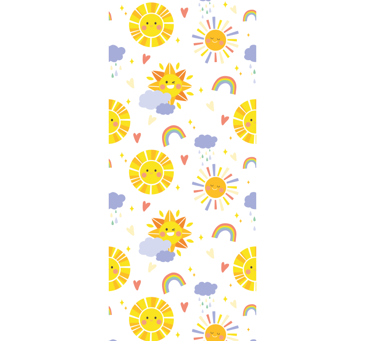 Children room roller blind with pastel rainbows and clouds - TenStickers
