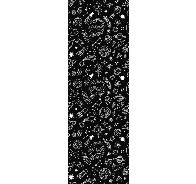 Children room roller blind in black and white cosmic - TenStickers