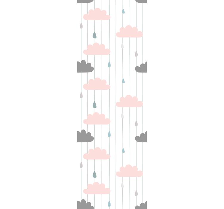 Children room roller blind in pink and grey clouds - TenStickers