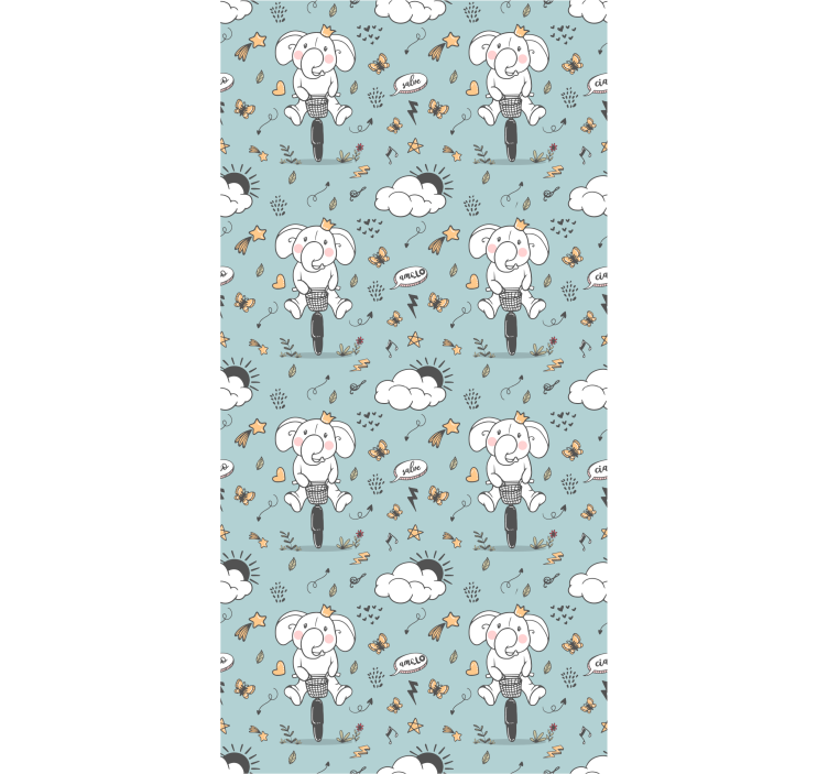 Children room roller blind with waving elephants - TenStickers