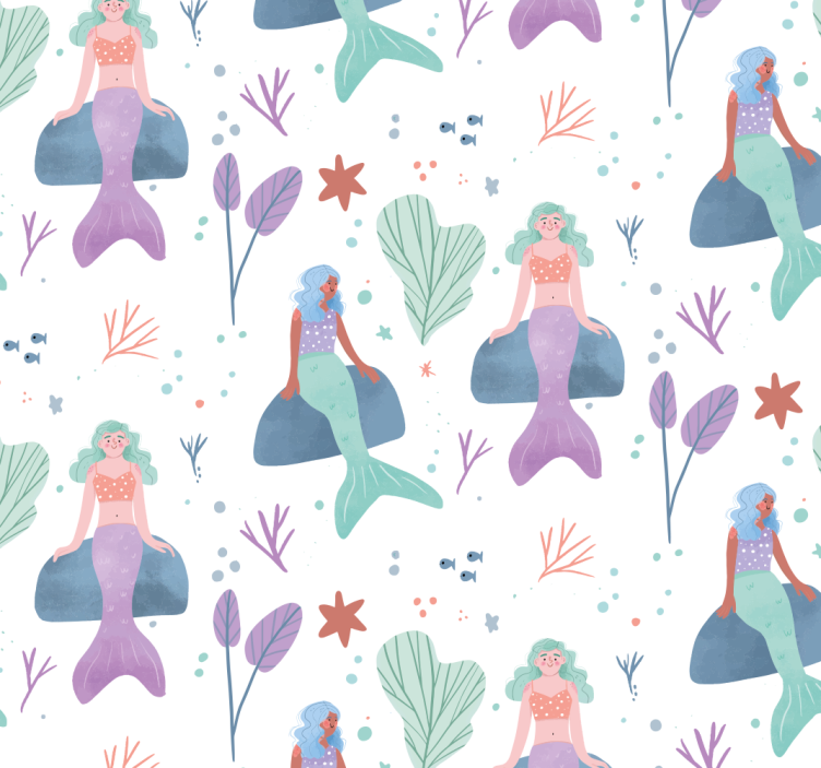 Children room roller blind mermaid on a rock - TenStickers