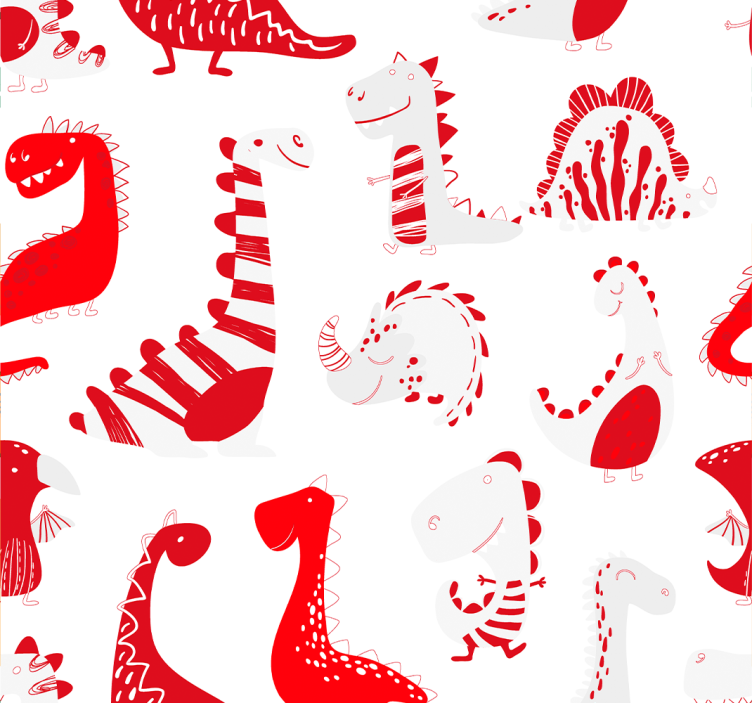 Children room roller blind with red dinosaur sketches - TenStickers