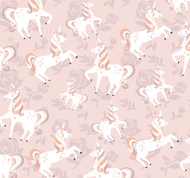 Children room roller blind pink tall unicorn flowers - TenStickers