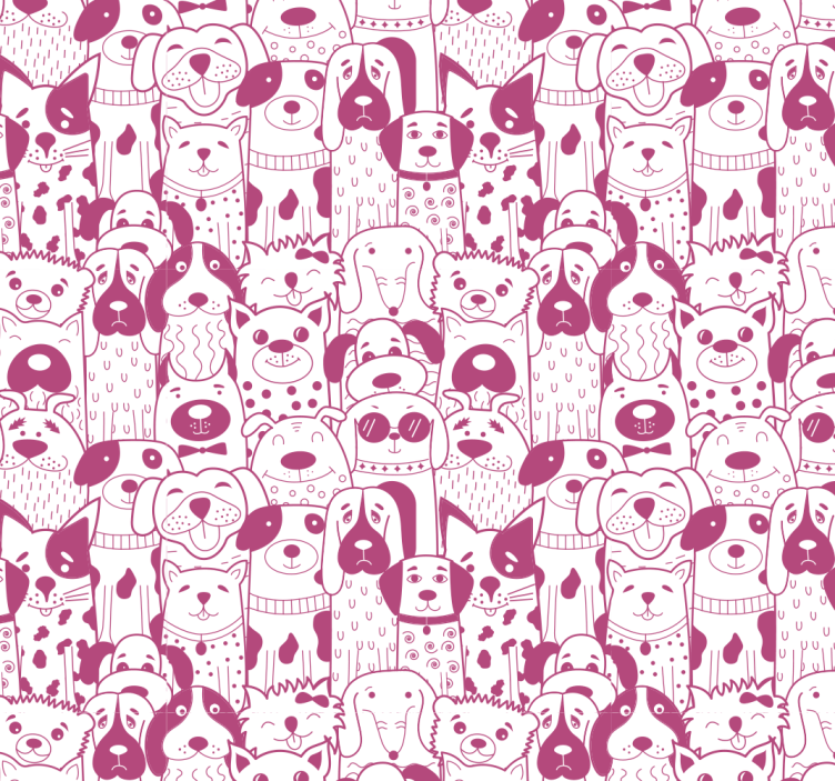 Children room roller blind featuring pink furry dogs - TenStickers