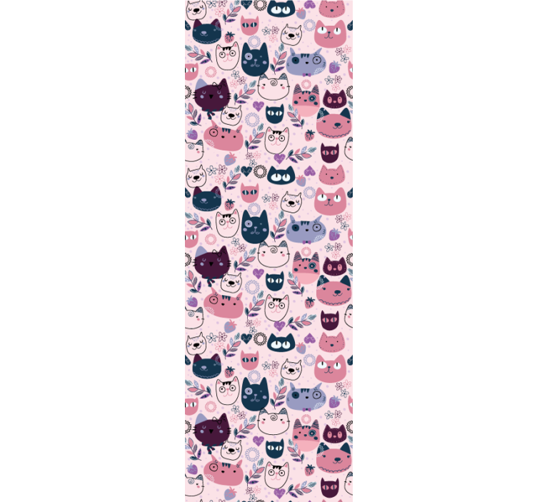 Children room roller blind with pink cats pattern - TenStickers