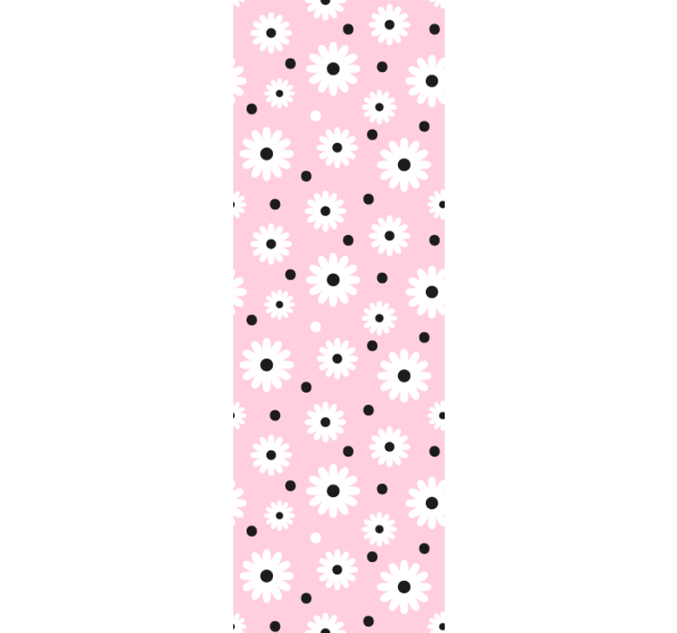Children room roller blind in pink black dot flowers - TenStickers