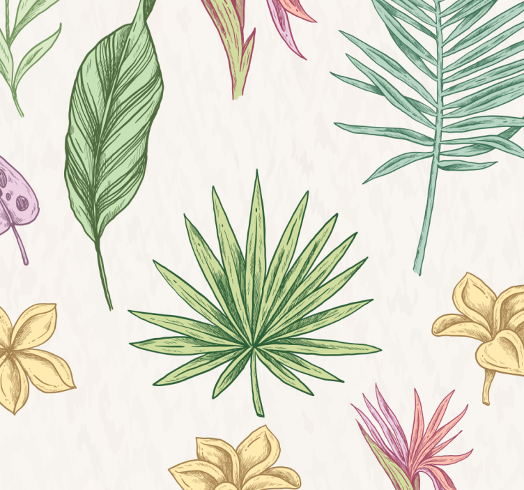 Flowers and palm trees children room roller blind - TenStickers