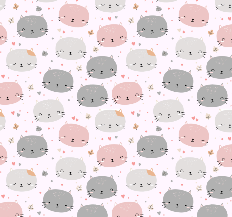 Cute grey and pink kittens children room roller blind - TenStickers