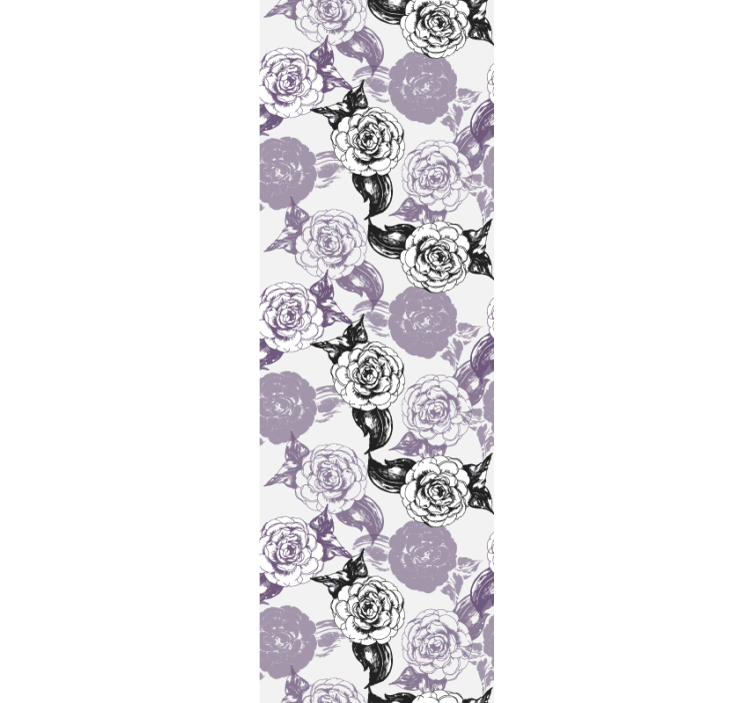 Teenage bedroom roller blind in purple and black floral - TenStickers