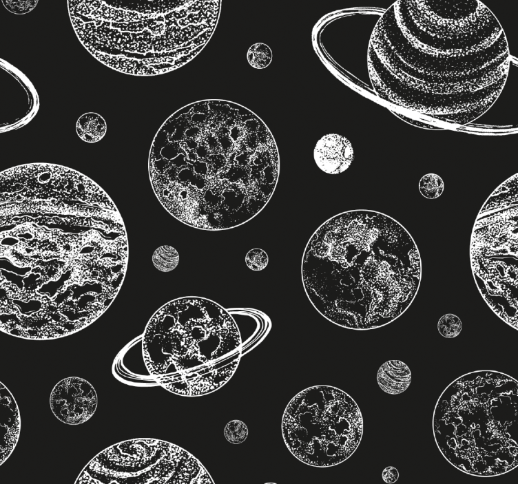 Teenage bedroom roller blind black and white space - TenStickers