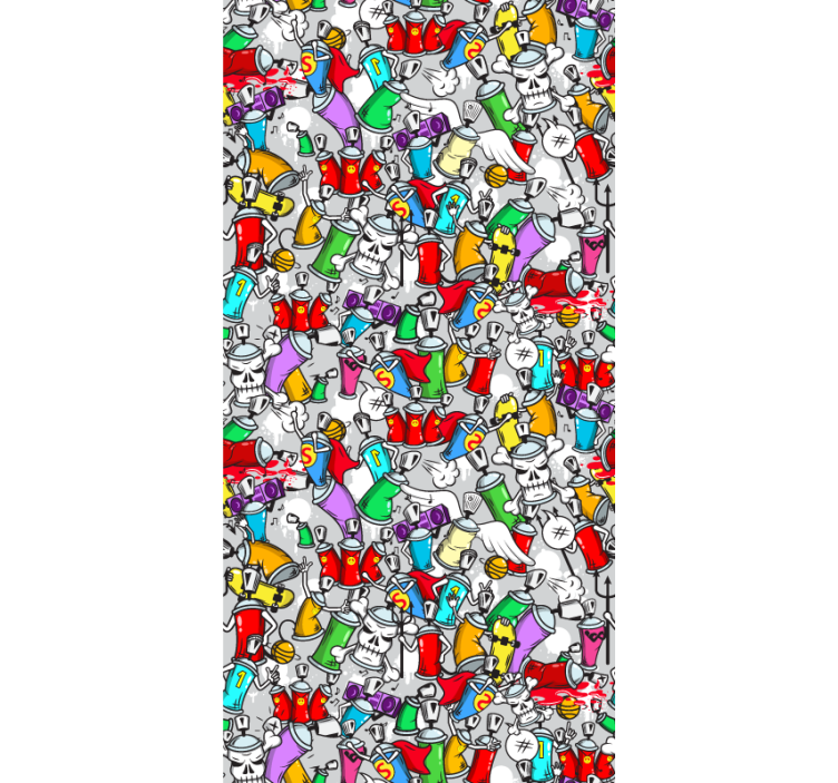Colourful active graffiti cans teenage bedroom roller blind - TenStickers