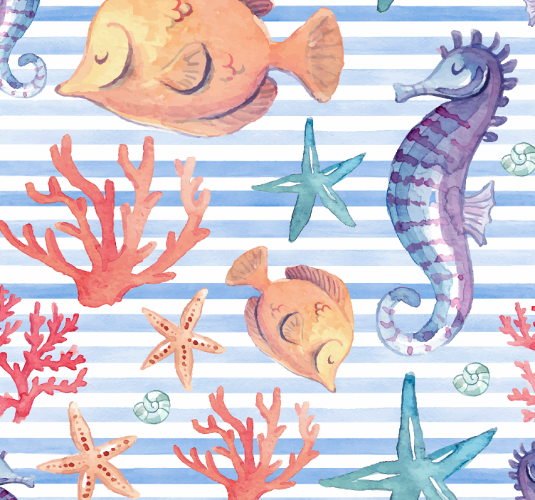 Teenage bedroom roller blind ocean life design - TenStickers
