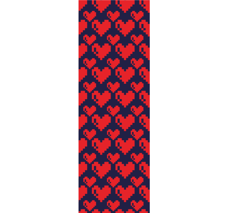 Teenage bedroom roller blind geometric red hearts on blue - TenStickers