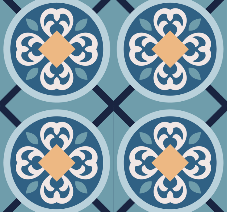 Modern roller blind in sea-blue portuguese tile - TenStickers