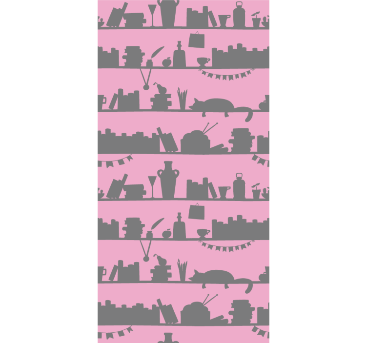 Modern roller blind pink and grey bookcase - TenStickers
