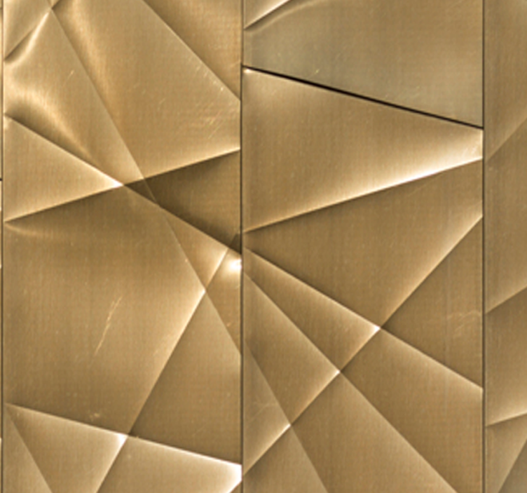 Modern roller blind with 3d golden polygon design - TenStickers