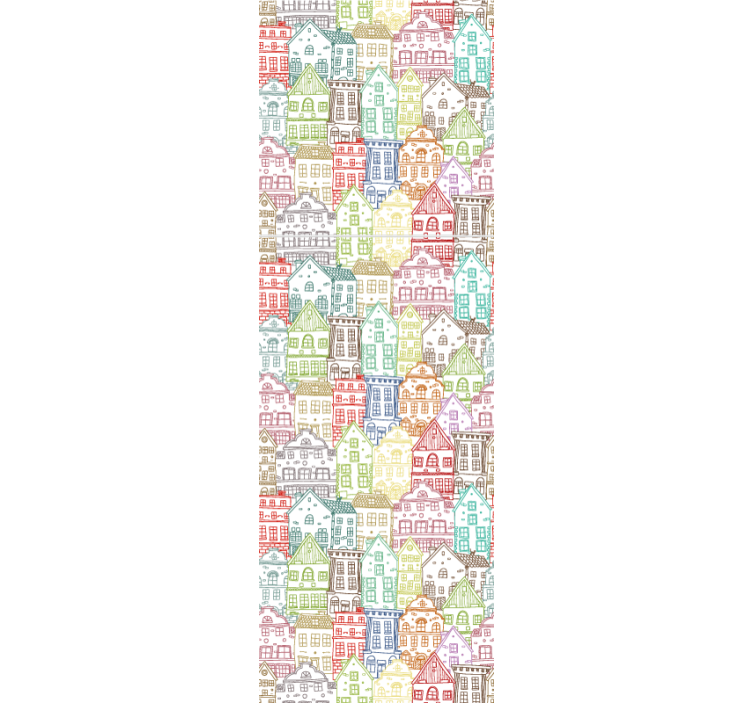 Modern roller blind hand-drawn houses pattern - TenStickers