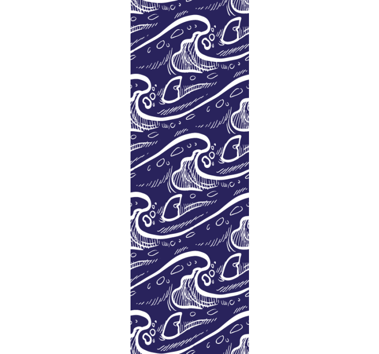 Modern roller blind with blue wave pattern - TenStickers