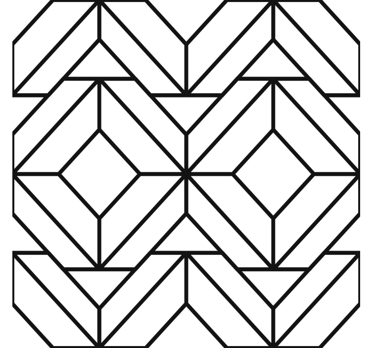 Modern roller blind black and white geometric design - TenStickers