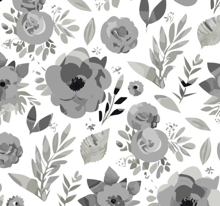 Gray roller blind aquarella floral design - TenStickers