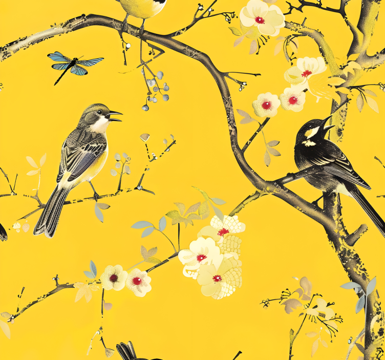 Yellow roller blind with spring design - TenStickers