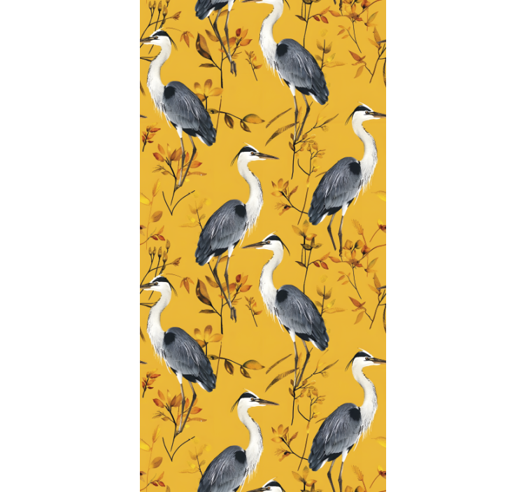 Yellow roller blind with herons pattern - TenStickers