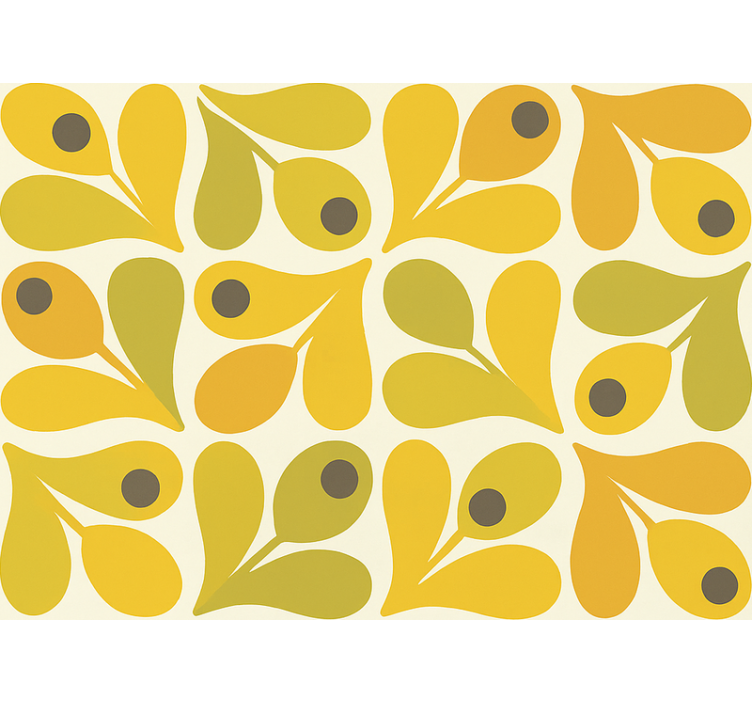Yellow roller blind retro yellow patterns - TenStickers