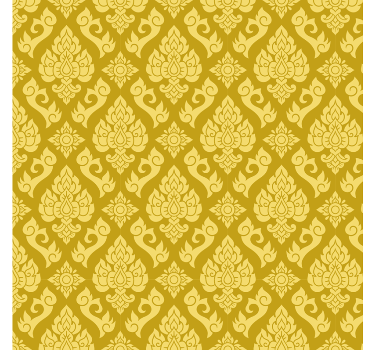 Yellow roller blind with detailed floral design - TenStickers