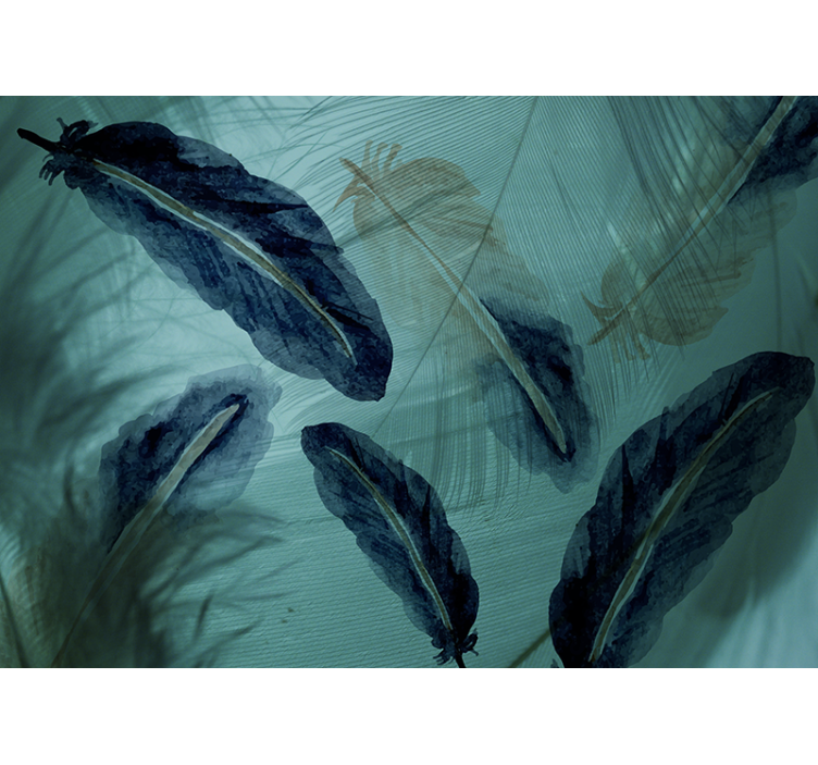 Kitchen roller blind watercolor feather design - TenStickers