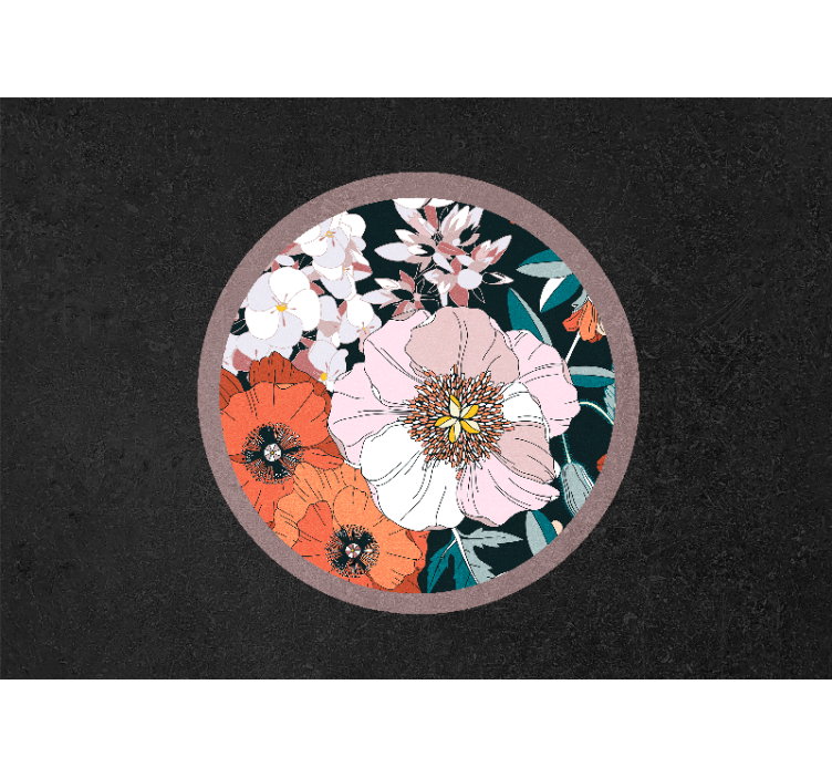 Kitchen roller blind puppy flowers in circle - TenStickers