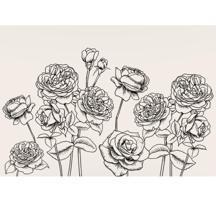 Kitchen roller blind with black and white roses - TenStickers
