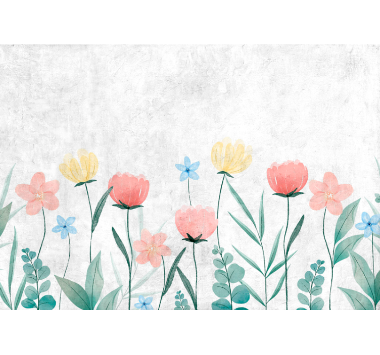 Kitchen roller blind with colorful flowers on white - TenStickers