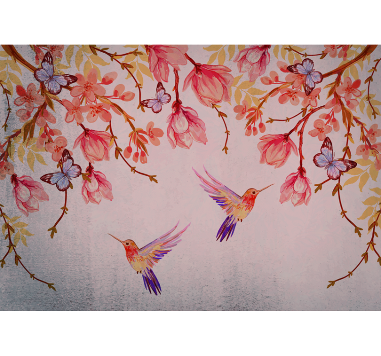 Kitchen roller blind magnolia and birds design - TenStickers