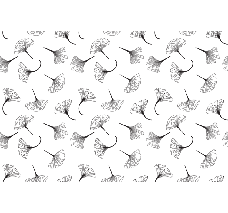 Kitchen roller blind ginkgo leaves black pattern - TenStickers