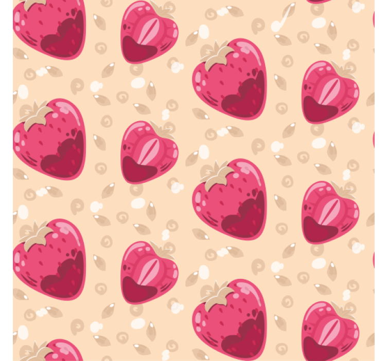 Kitchen roller blind with strawberry pattern on beige - TenStickers