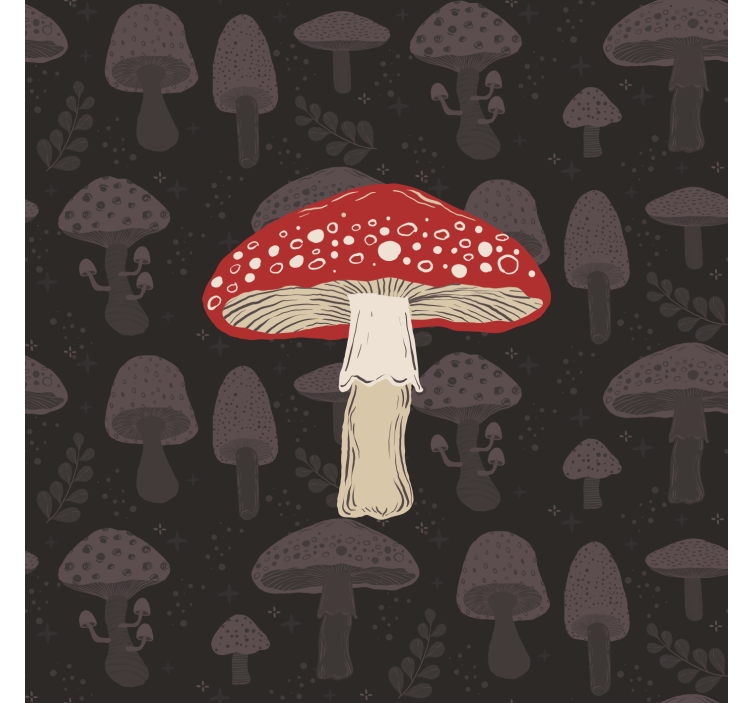 Kitchen roller blind with hand-drawn mushroom design - TenStickers