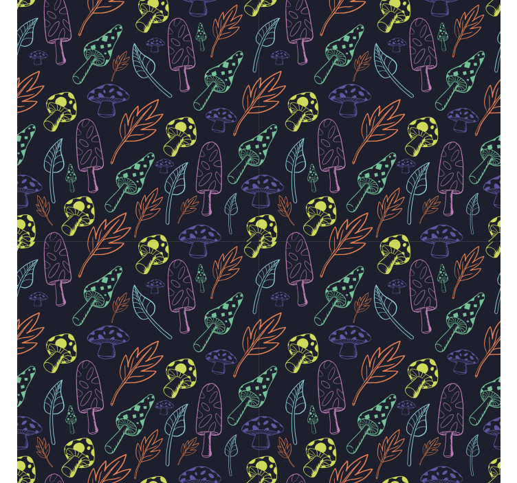 Kitchen roller blind with colorful mushroom pattern - TenStickers